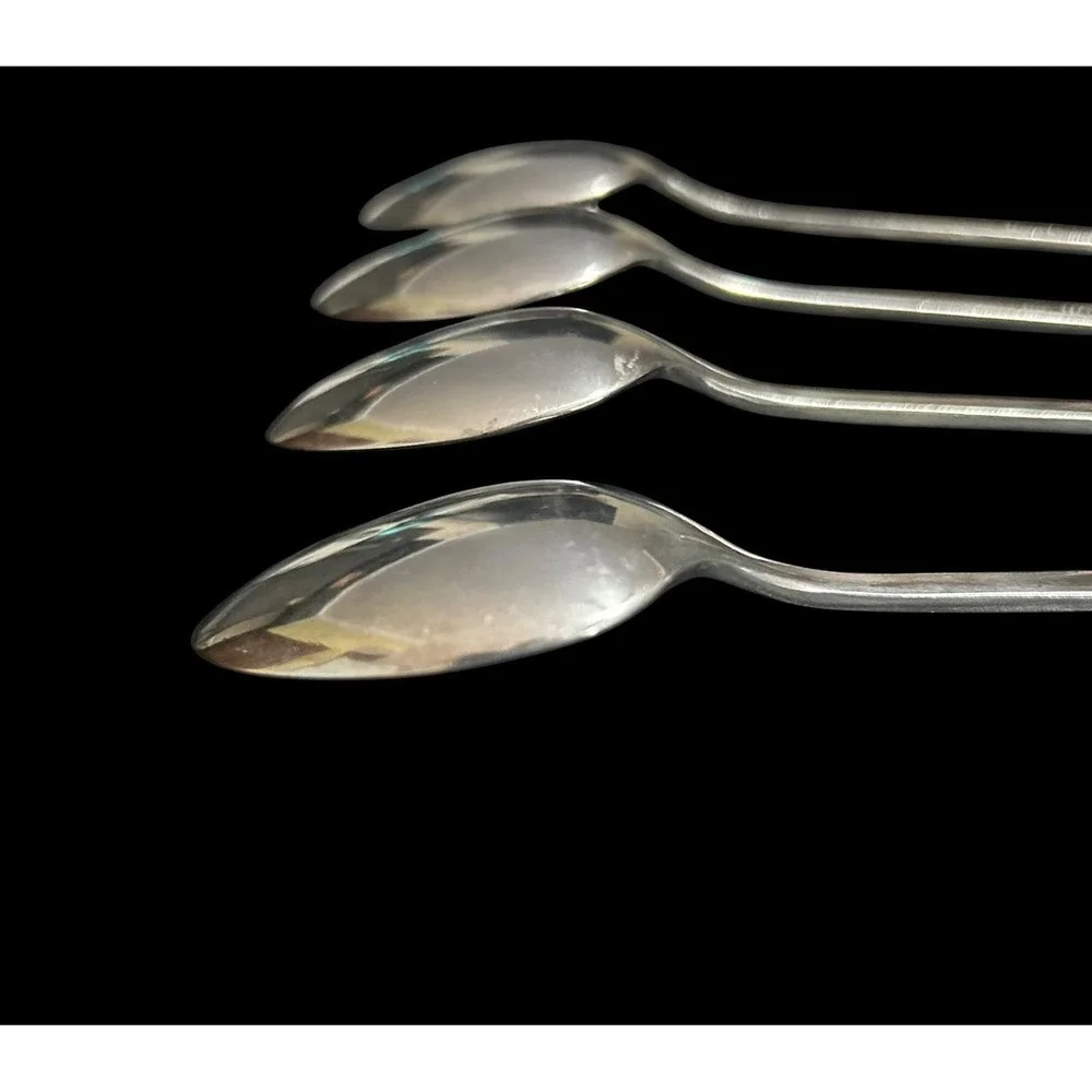 Vintage Japan Reliance Stainless Steel Iced Tea Spoons Set of 4 Textured Swirl